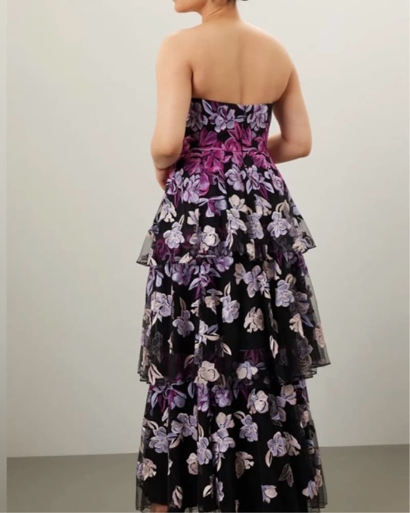 Marchesa Notte Floral Print Long Dress  - Image 6