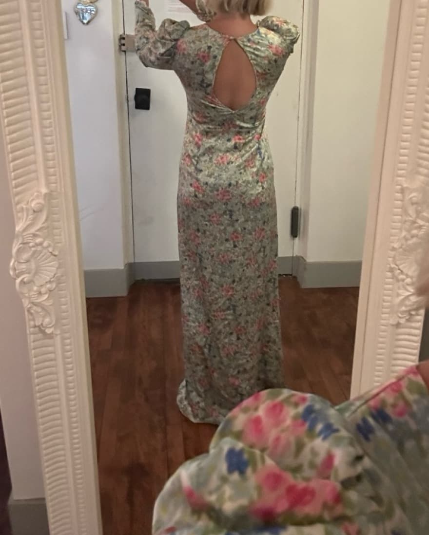Vintage Floral Silk Dress  - Image 6