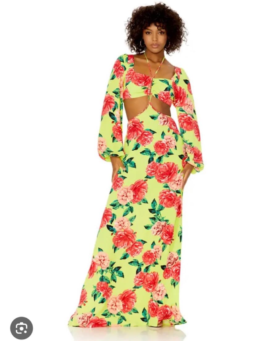 AFRM Bekah Maxi Dress - Lime Rose Garden - Image 3