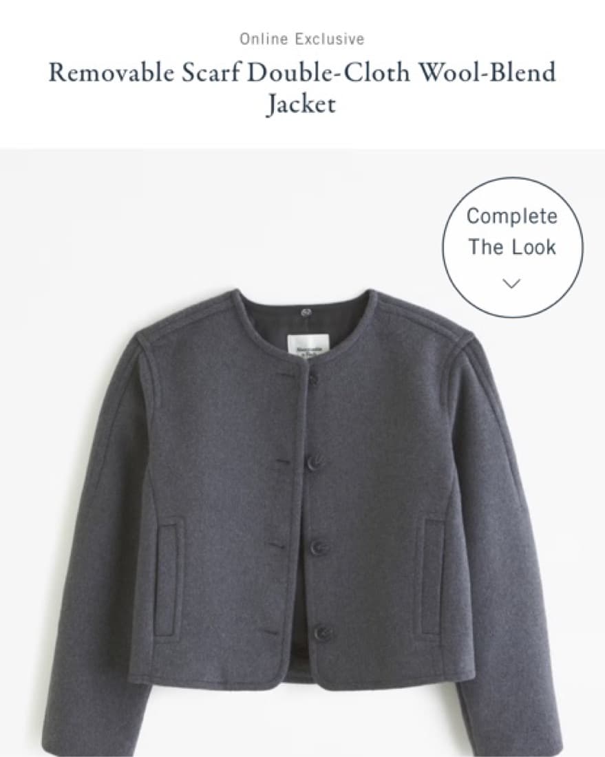A&F Dark Grey Wool Jacket  - Image 3