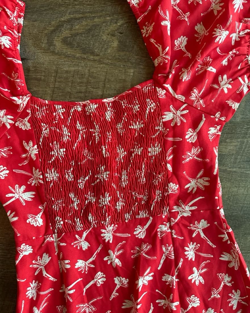 Red Rose Printed Summer Dress - Image 6