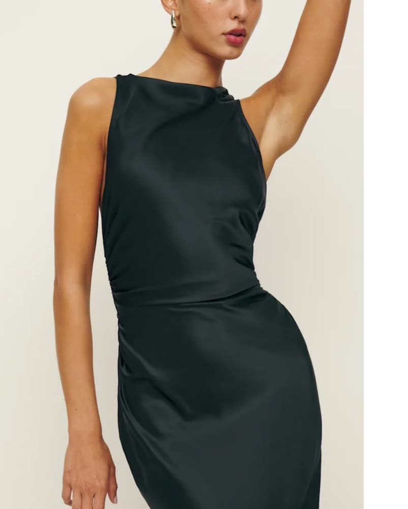 Reformation Cassette Black Silk Dress - Image 4