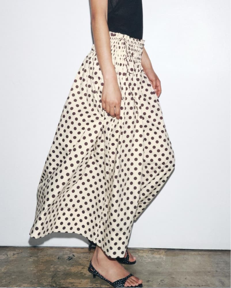 Brown/Cream Polka Dot Skirt - Image 3