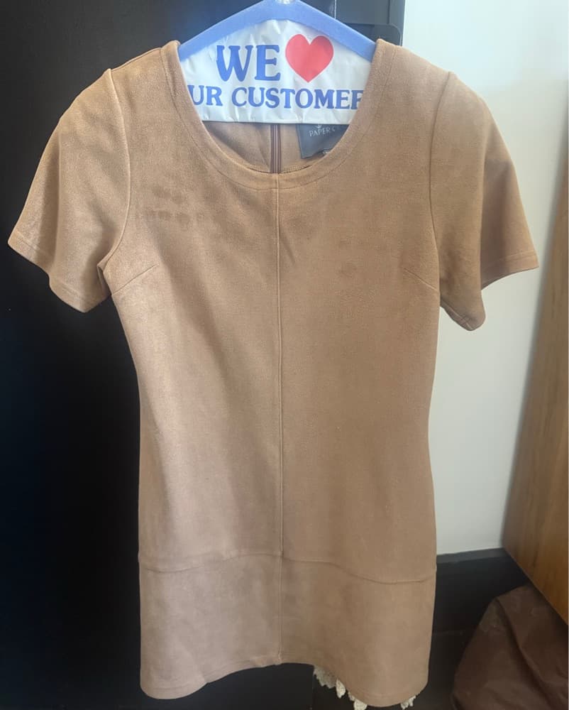 Chic Suede Bodycon Mini Dress - Image 3