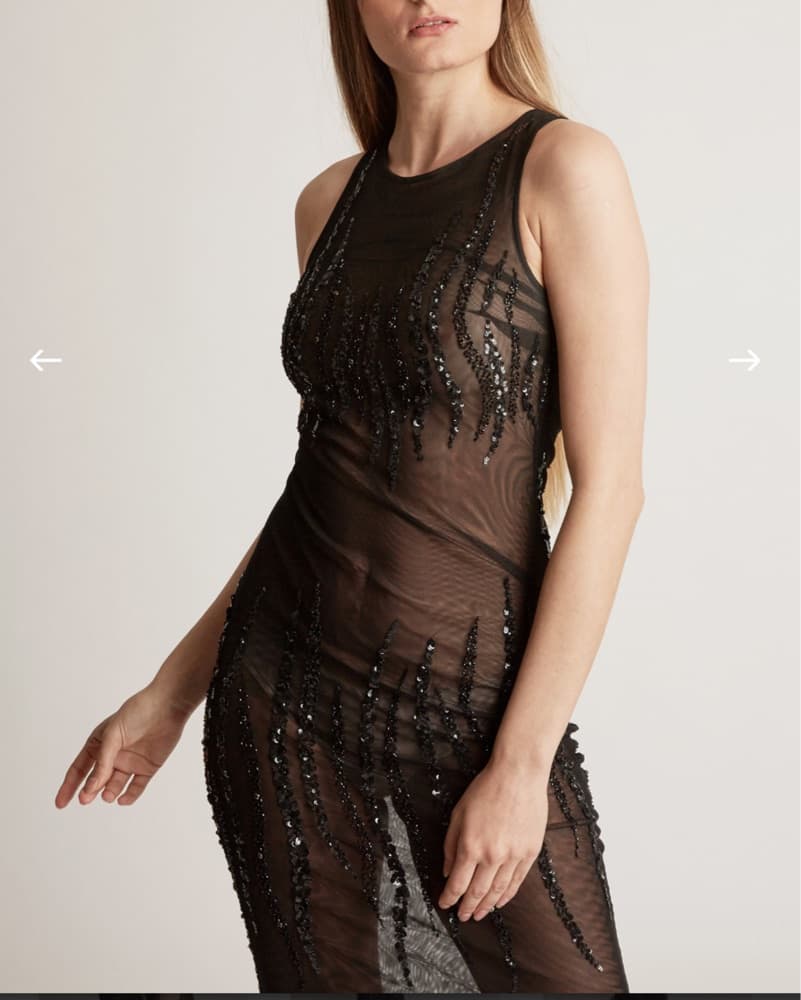 Black Mesh Sequin Gown - Image 2
