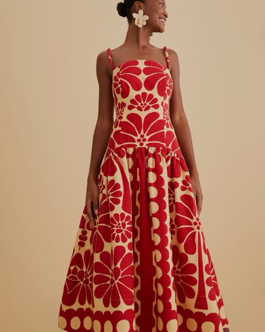 Farm Rio Red Palermo Sleeveless Dress - Image 3