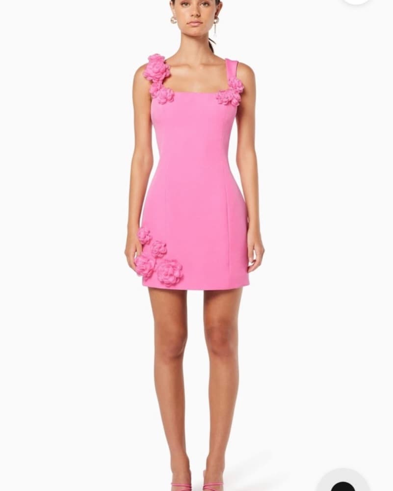 Elliat Floral Pink Mini Trompe Dress - Image 3