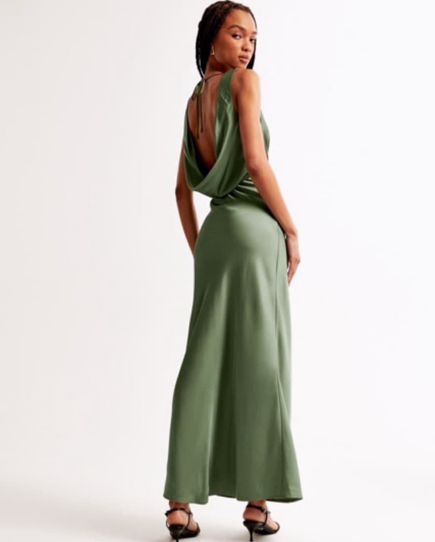 Plunge Cowl Back Dress - Image 5