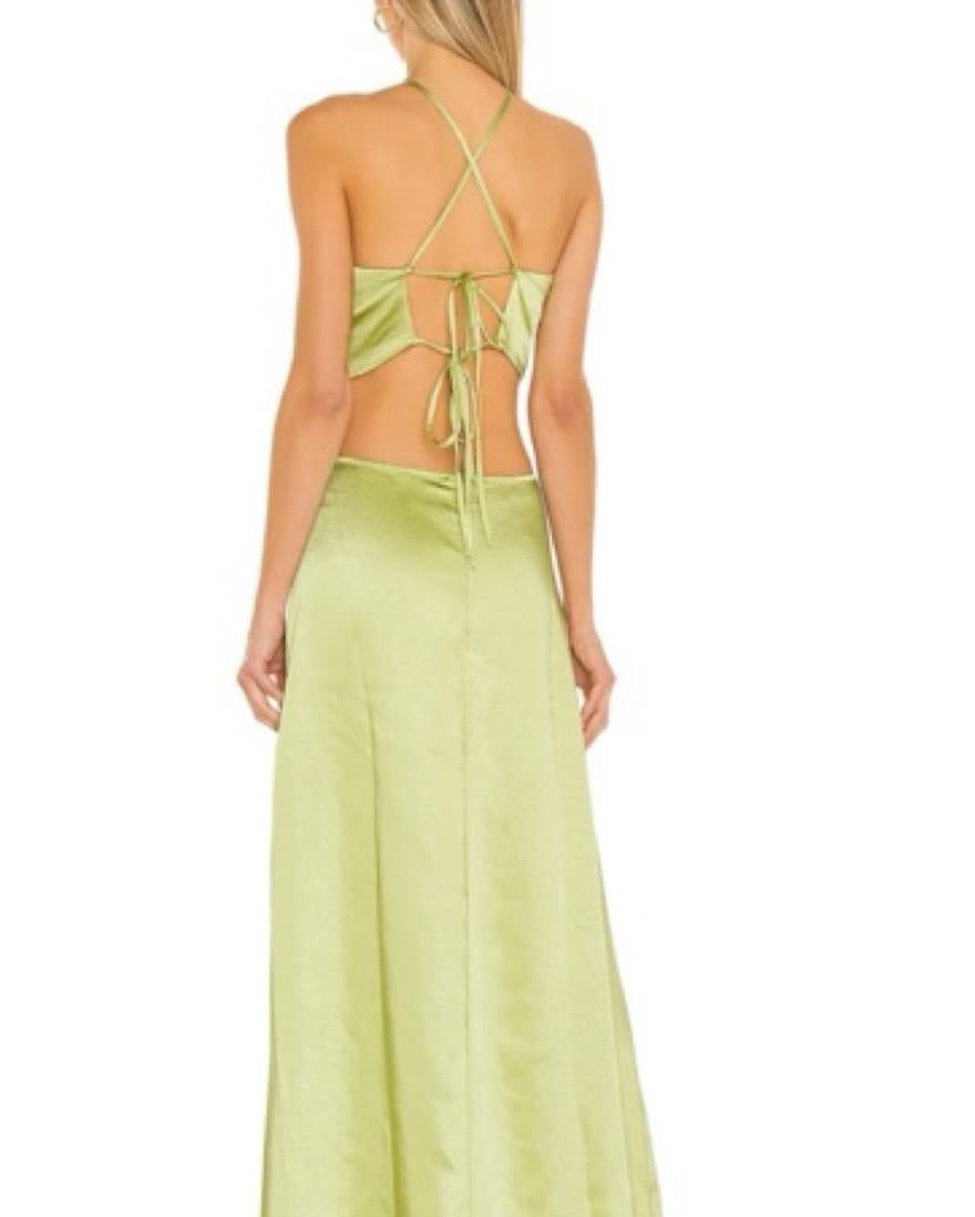 LPA Green Maxi Dress With Slit  - Image 3
