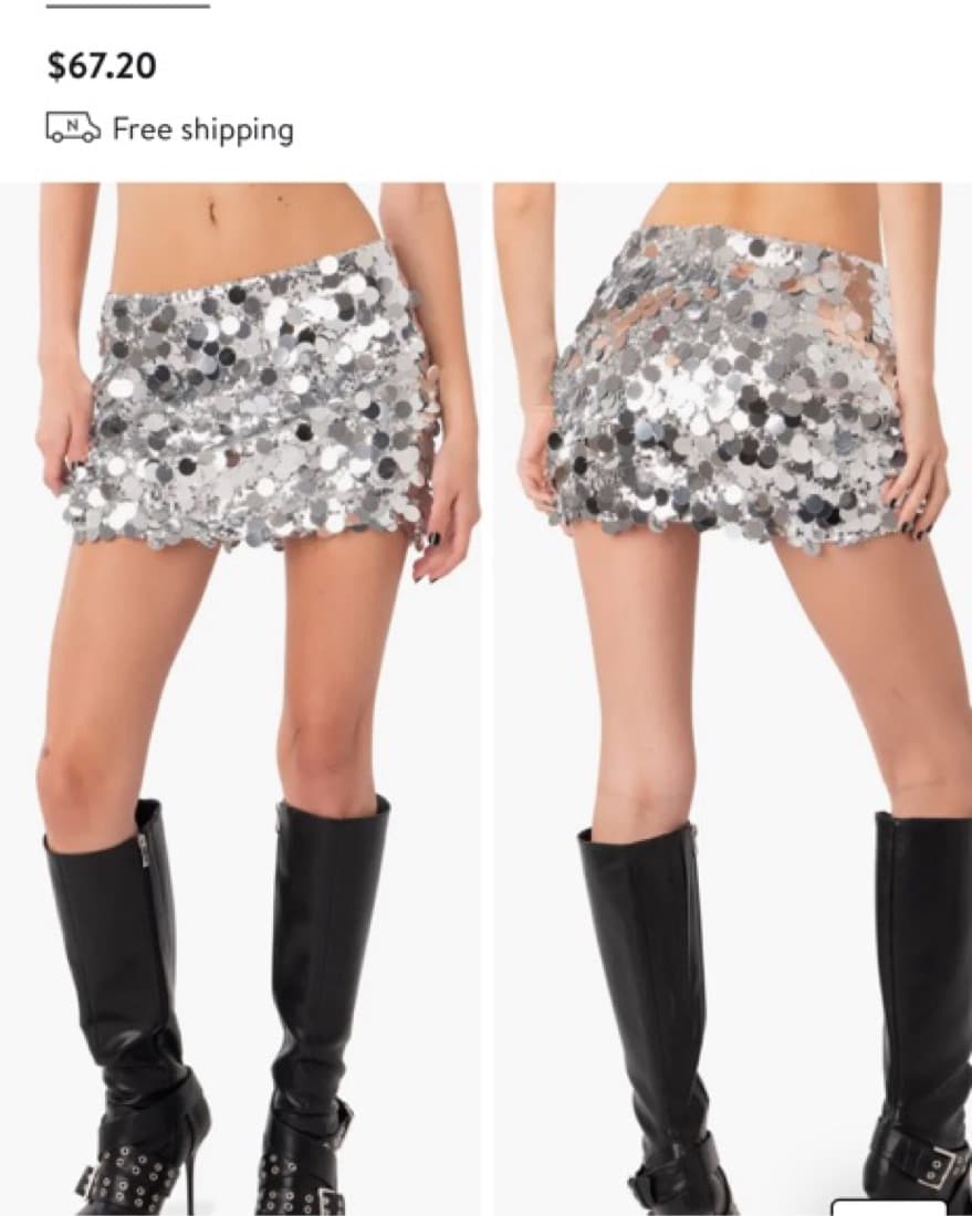 Edikted Silver Sequin Skirt - Image 3