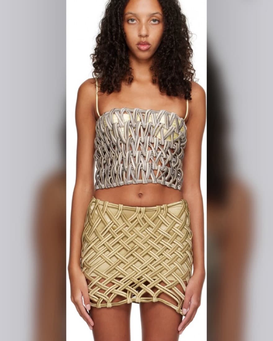 Isa Boulder Silver Gray Knit Tube Top - Image 2