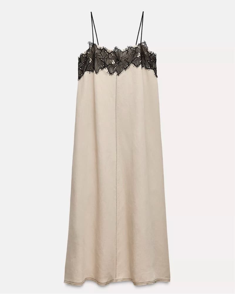 Zara Linen Blend Lace Dress - Image 5