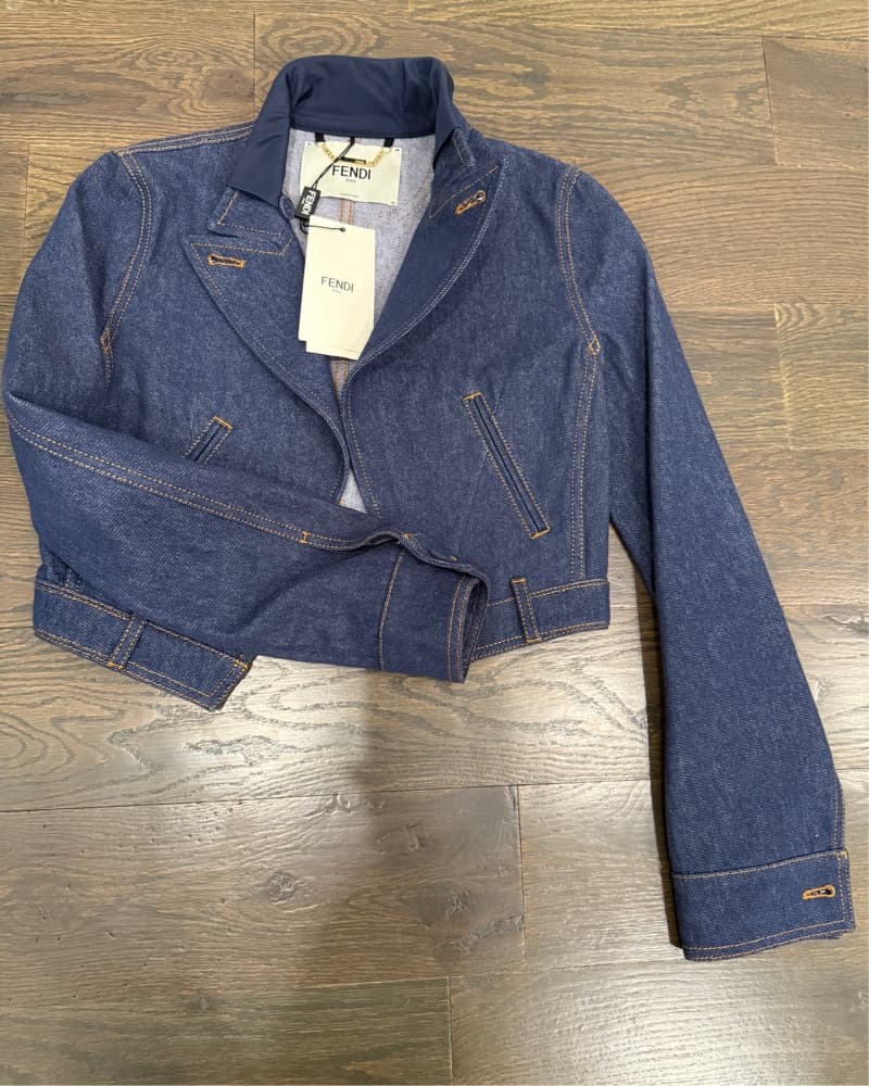 NEW Fendi Cropped Denim Jean Jacket XS - Image 1