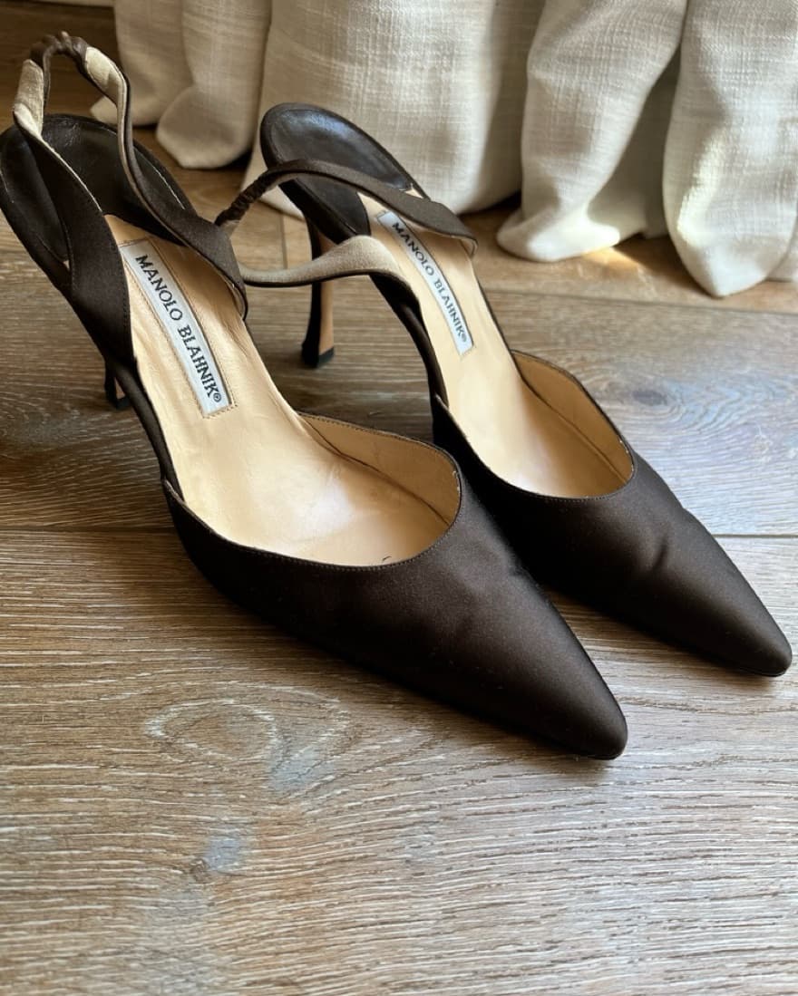 Manolo Blahnik Brown Slingback Heels  - Image 2