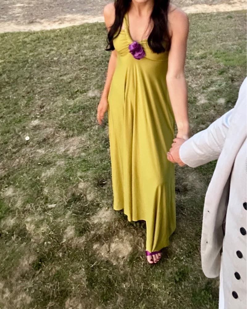 Chartreuse Ruched Jersey Maxi Dress - Image 2