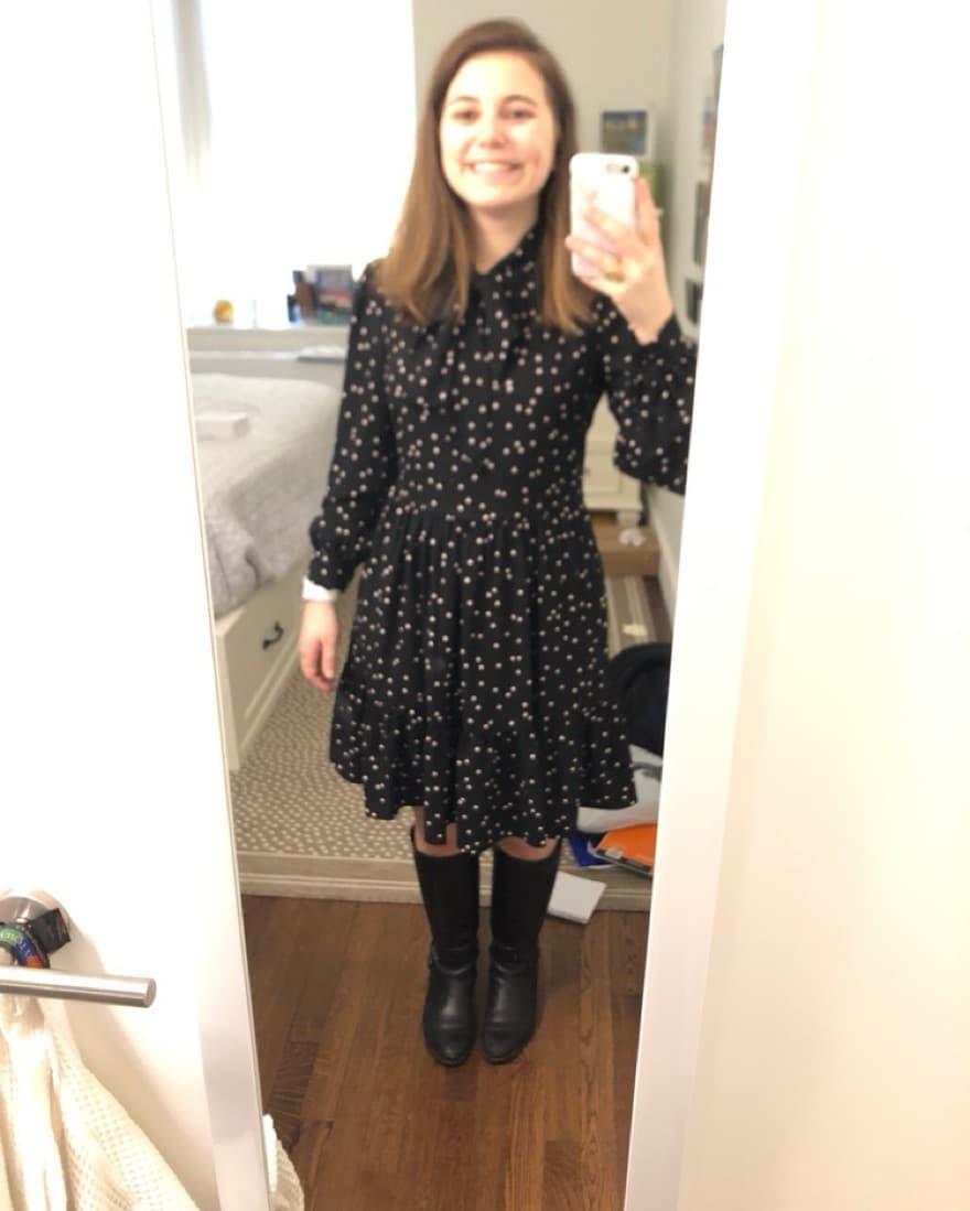 Polka Dot Puff Sleeve Dress - Image 2