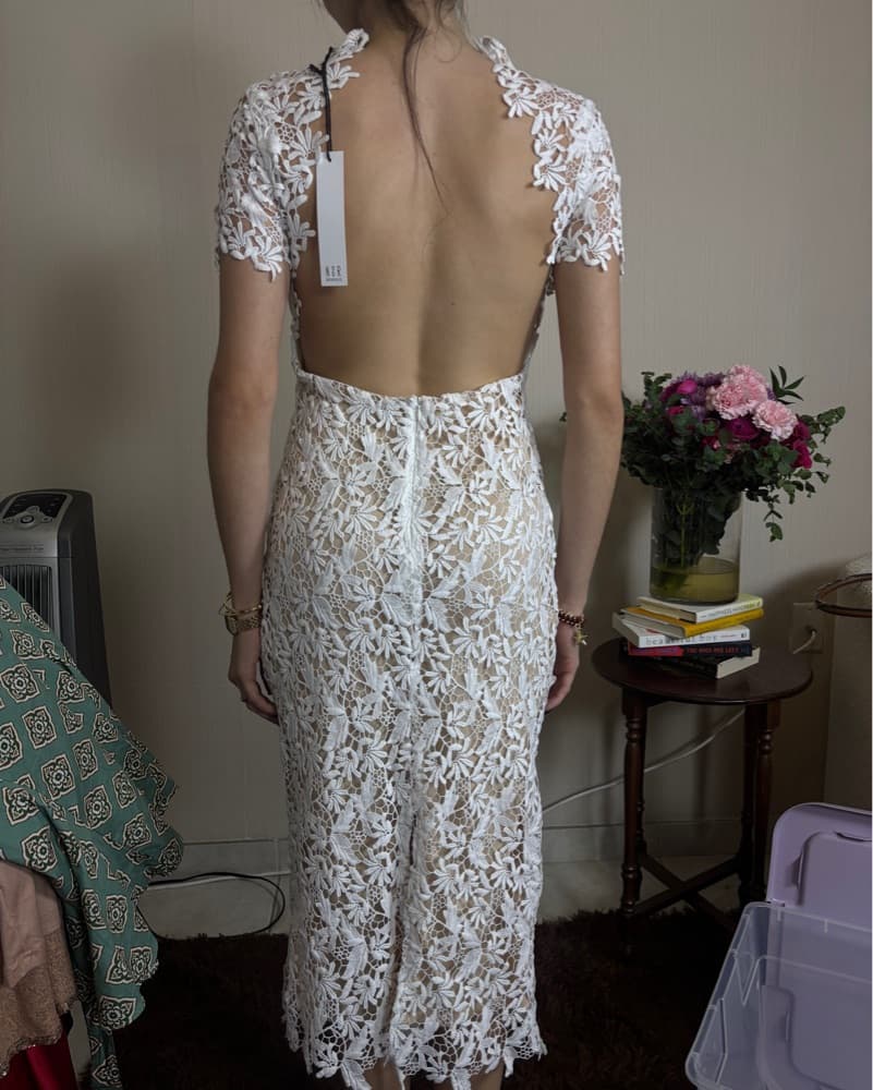 New NSR White Lace Short Sleeve Dress - Image 1