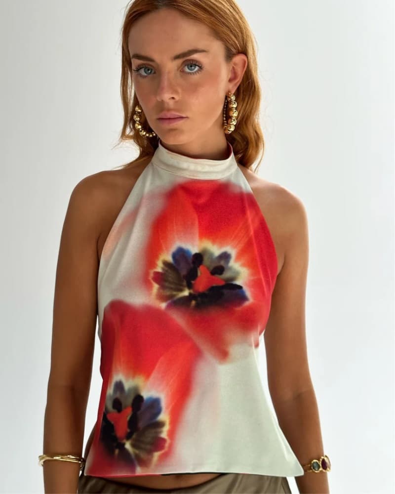 Unique Floral Open Back Top- Reversable - Image 5