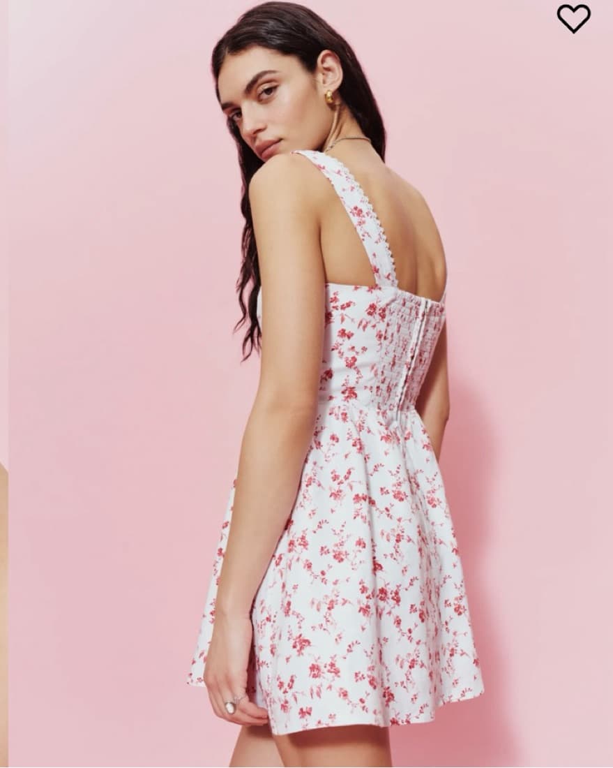 Red And White Floral Reformation Dress - Image 2
