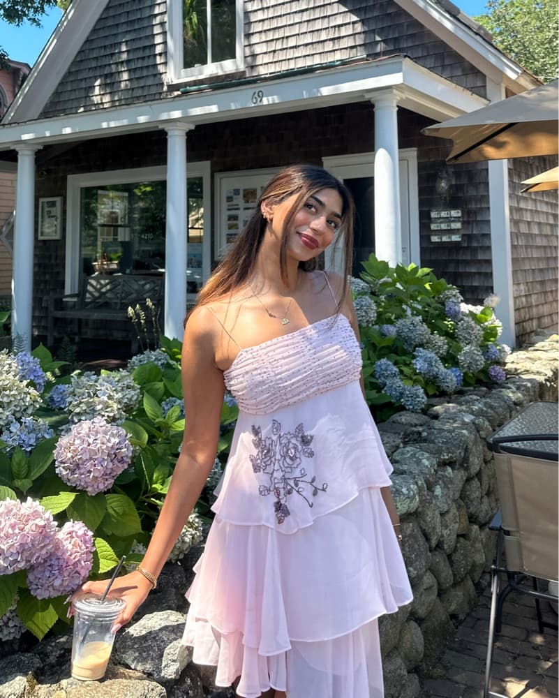 vintage beaded silk ruffle dress - Image 4