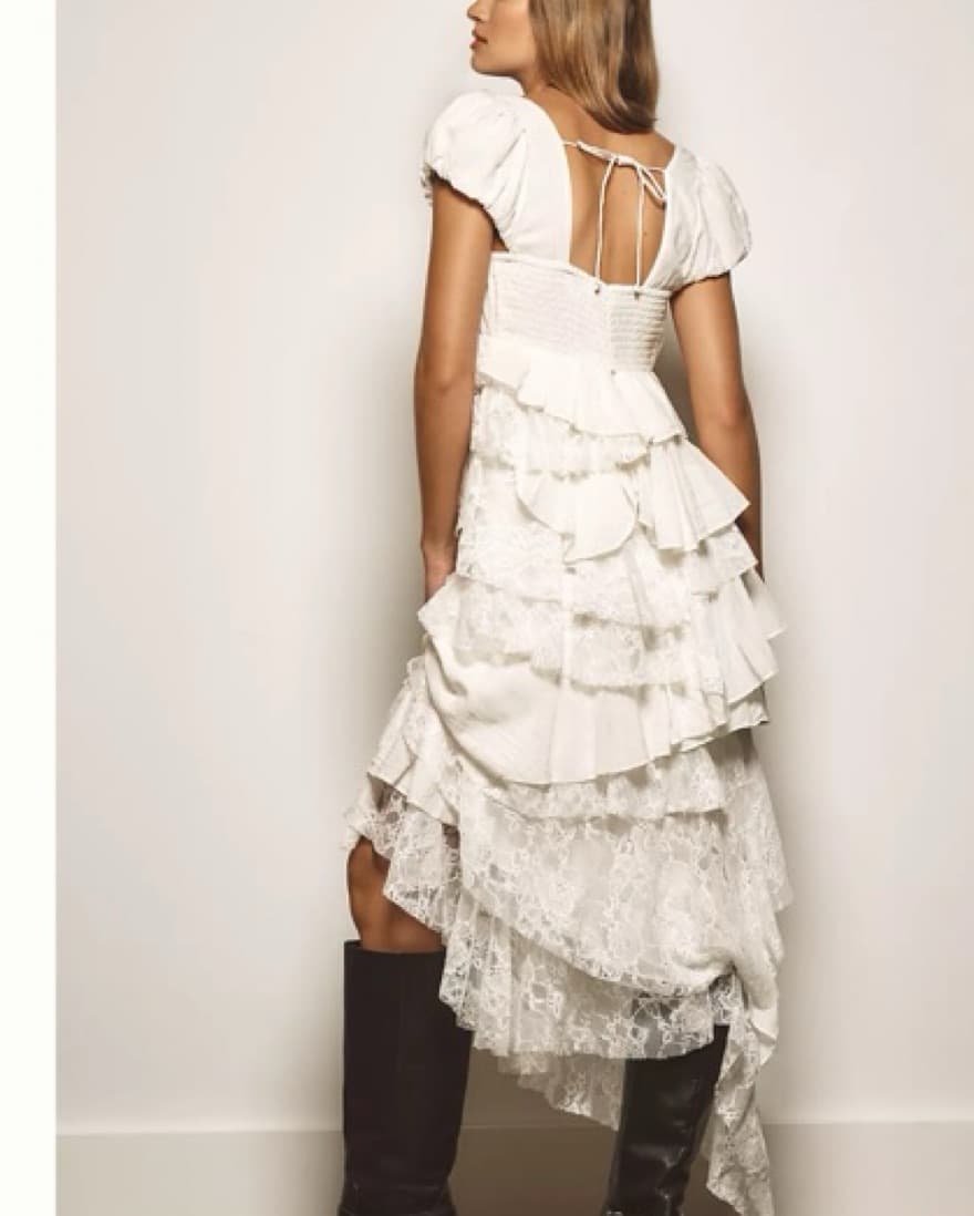 Anthropologie Square Neck Ruffle Dress - Image 2
