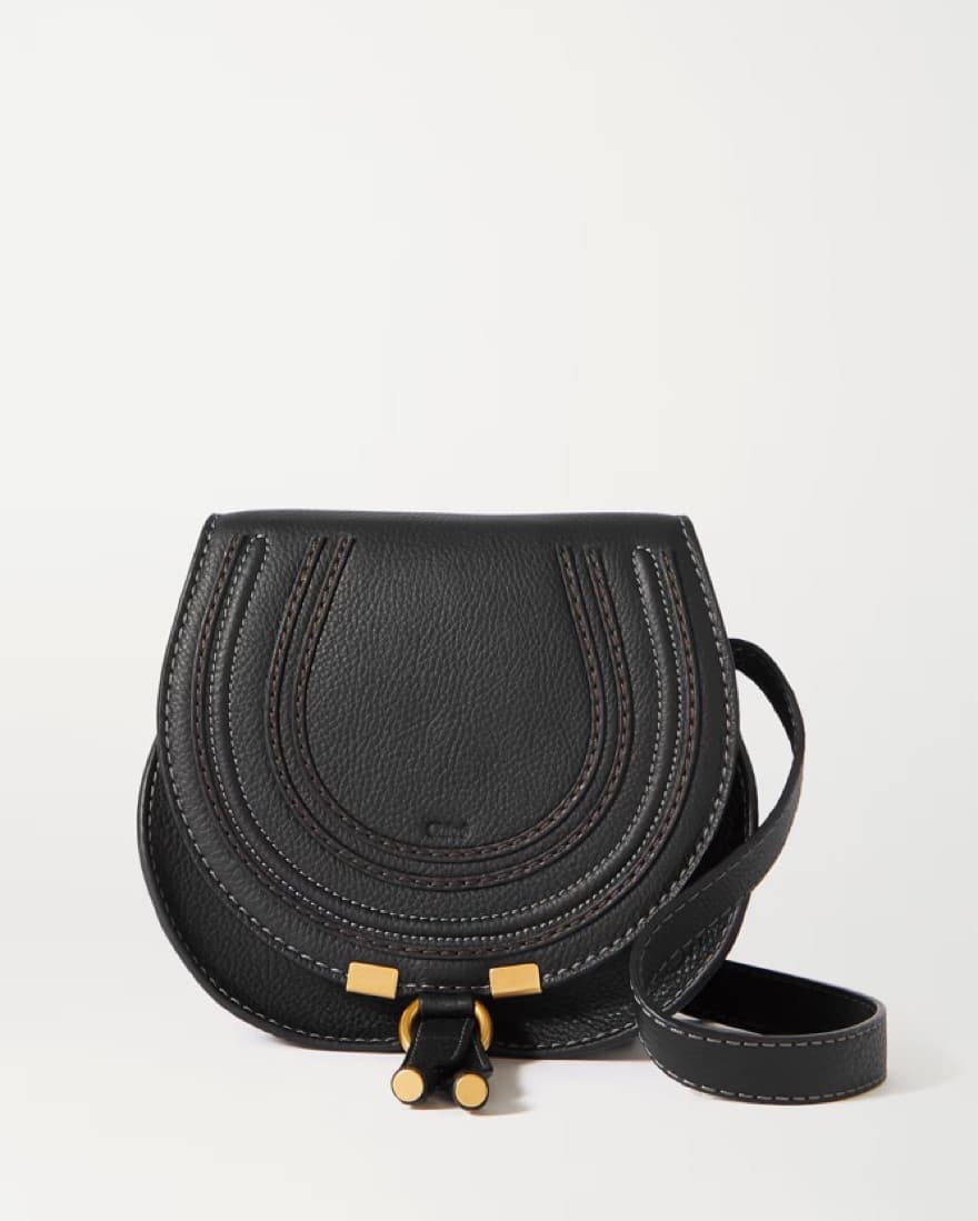 Chloe Crossbody Black Marcie Saddle Bag - Image 1