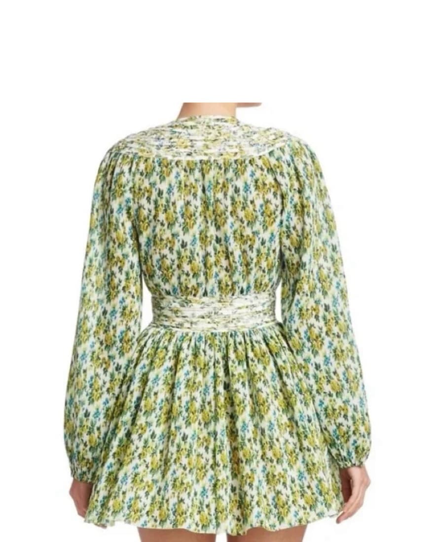 Zimmerman Green Pleated Mini Dress - Image 3