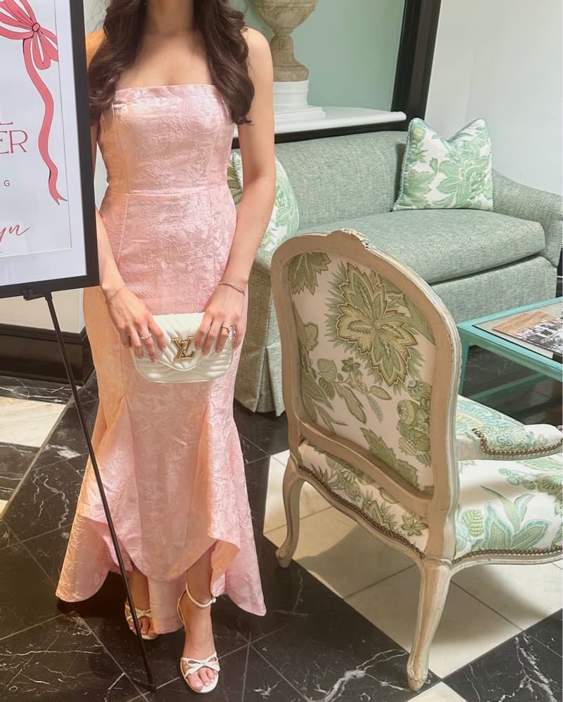 Satin Jacquard Dress - light pink  - Image 1