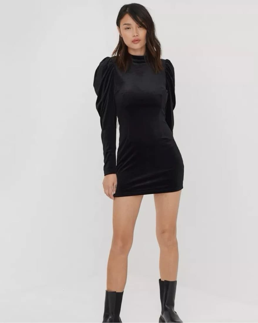 Diamante Open Back Velvet Mini Dress - Image 3