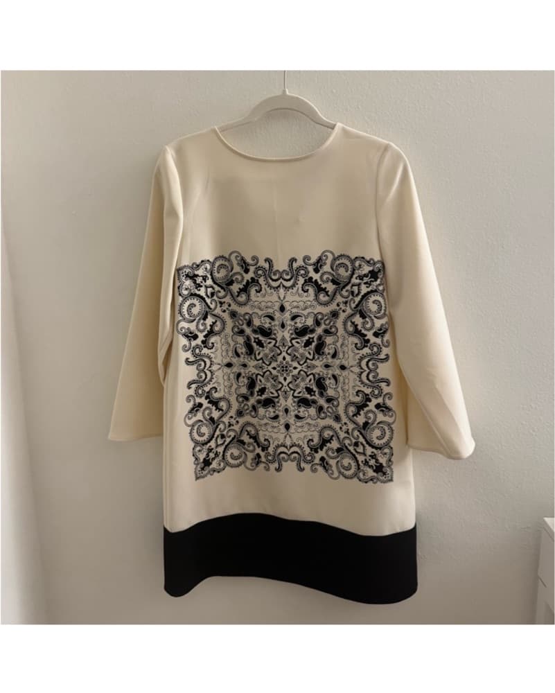 Cream and Black Tunic Dress - Image 1
