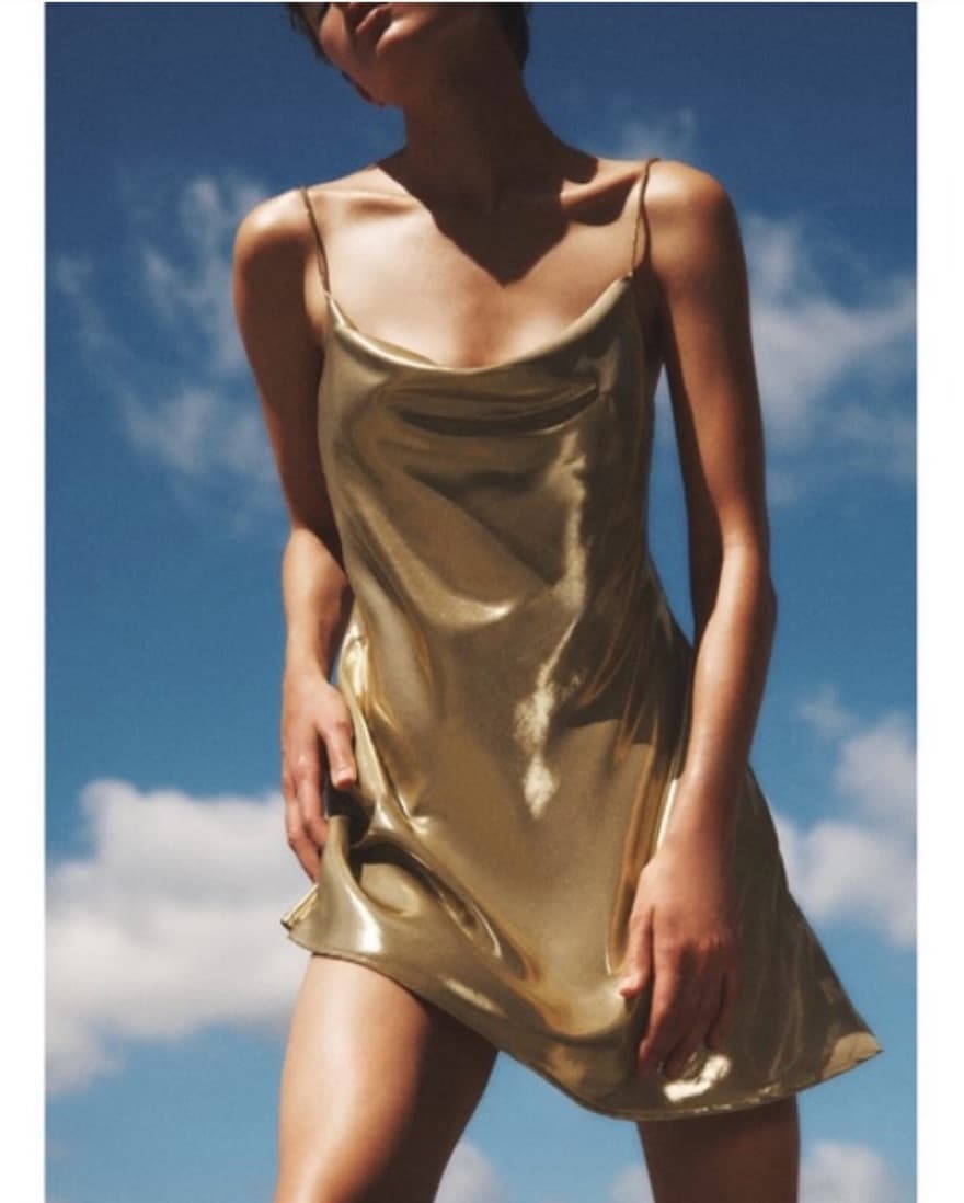 Zara Metallic Gold Dress - Image 1