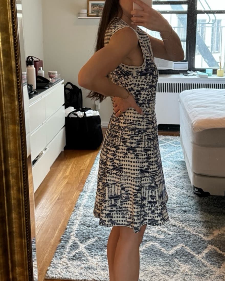 Theory Blue & White Patterned Dress - Image 3