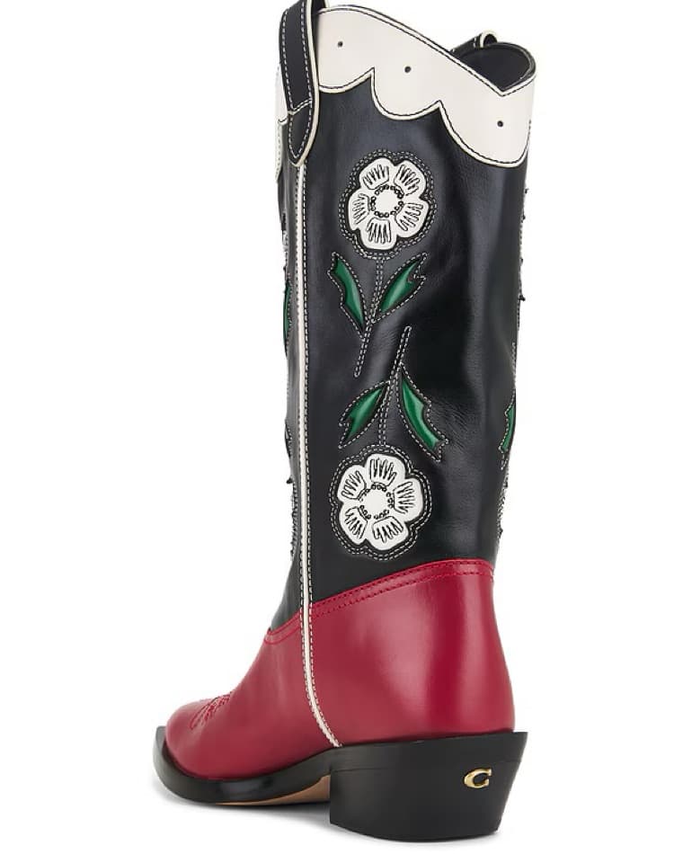 Coach Aria Cowboy Boot Black & Red - Image 2