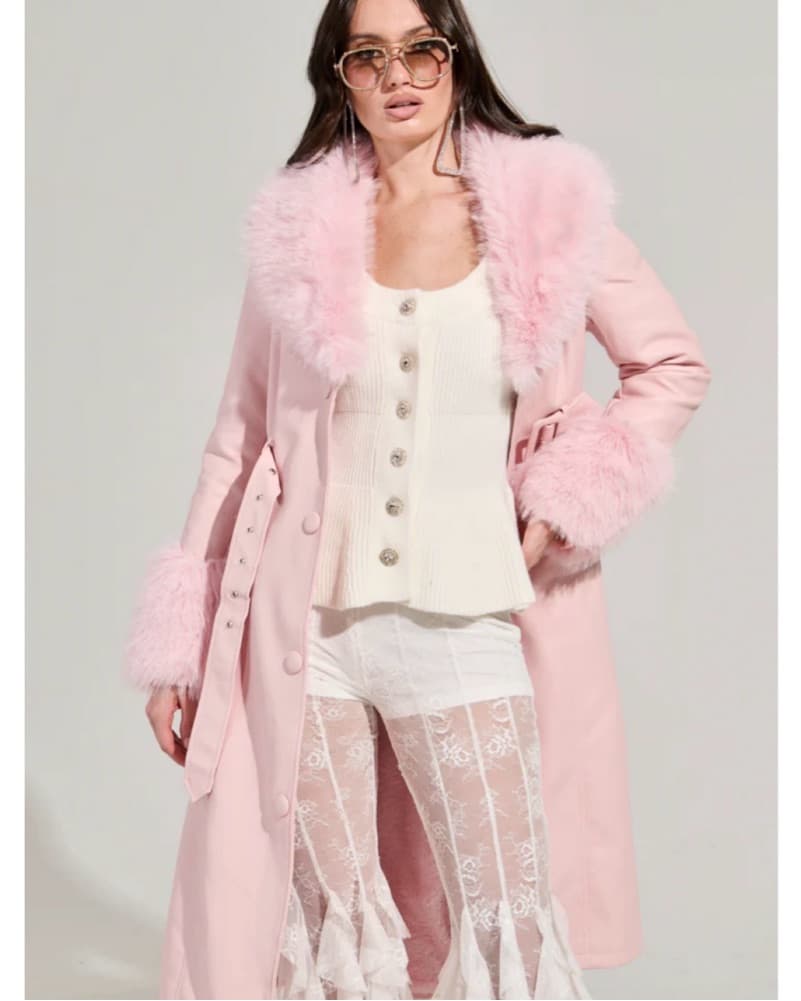 Akira Pink Fur Trench  - Image 2