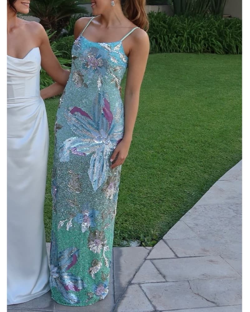La Fuori Ethereal Floral Gown | Beaded Gown | Green Gown - Image 4