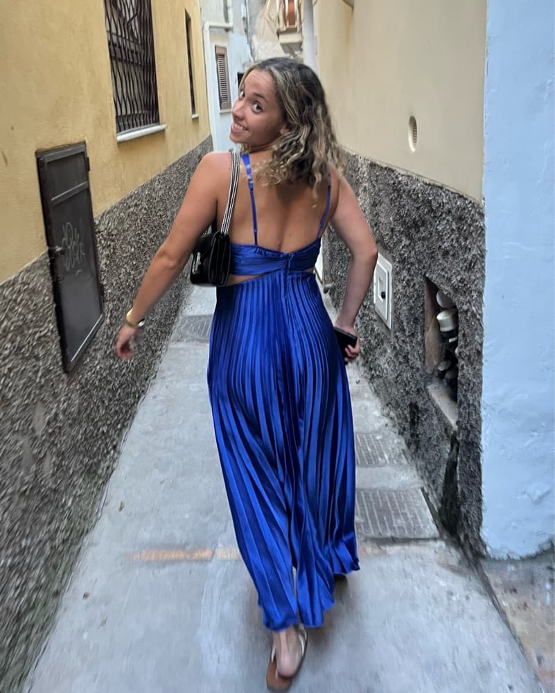 Blue Pleated Dress - Image 2