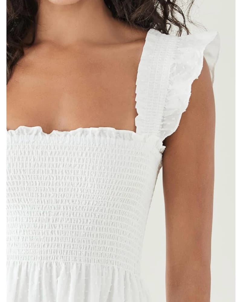 O.p.t. Smocked White Midi Dress - Image 4