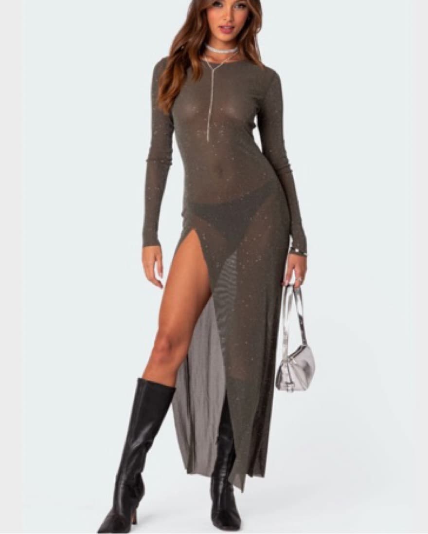 Glitter Mesh Dress - Image 3