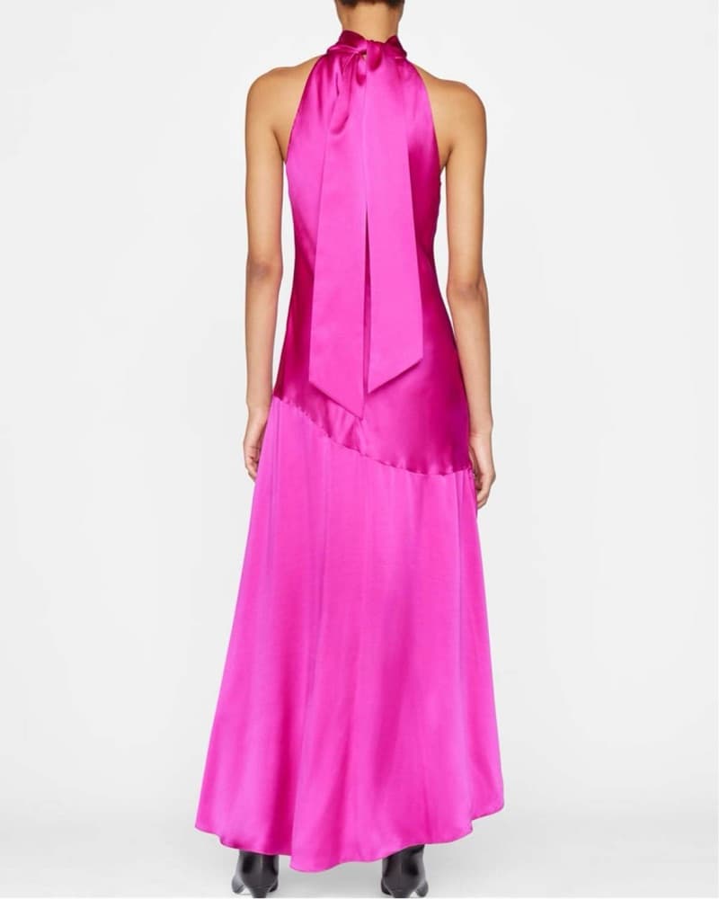 Bright Pink FRAME High Neck Midi Dress - Image 3