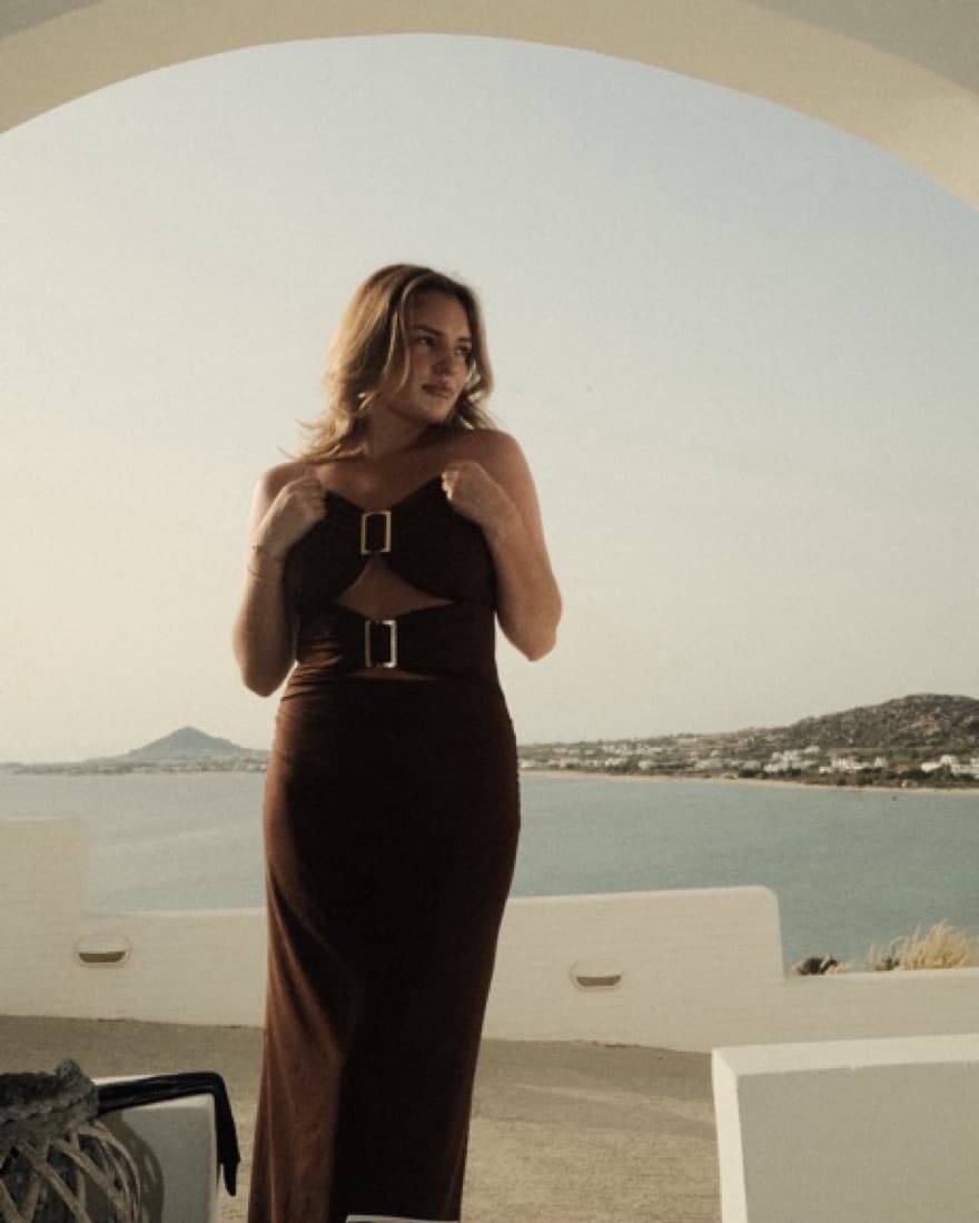 Brown Cut Out Dress - Image 3