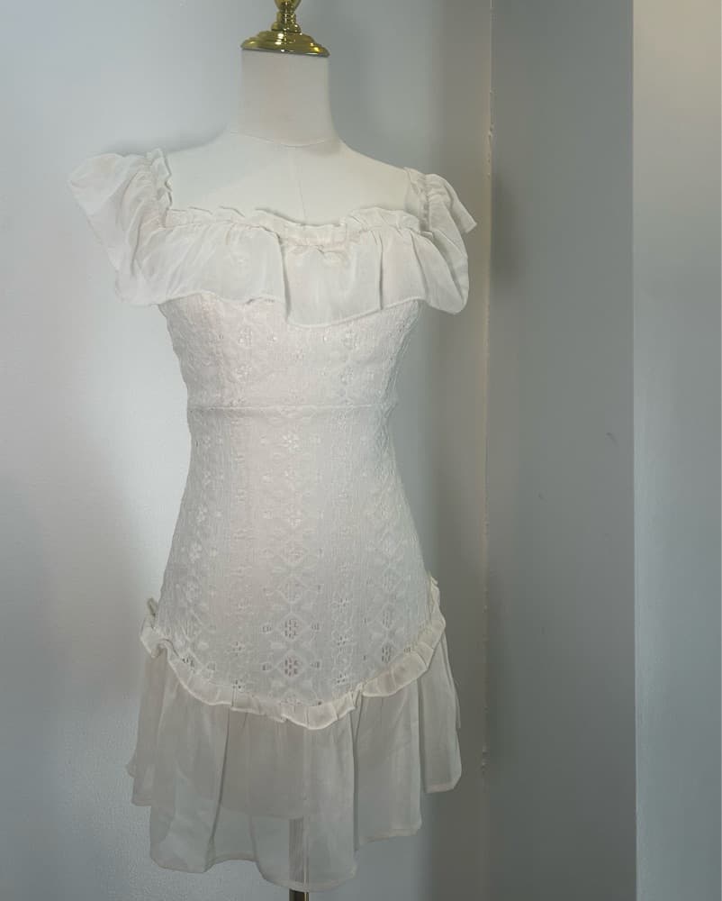 White Lace Mini Dress - Image 2