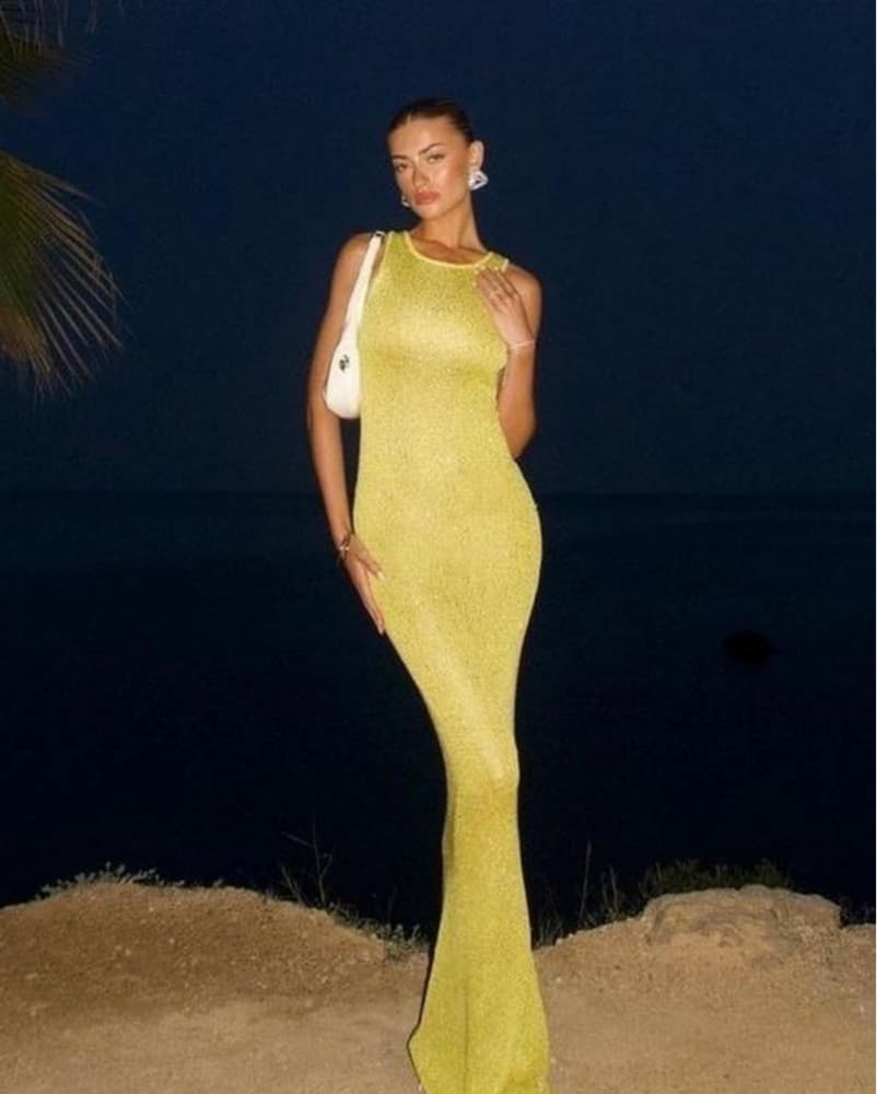 ASTA RESORT Maxi Knit Dress Yellow XS - Image 1