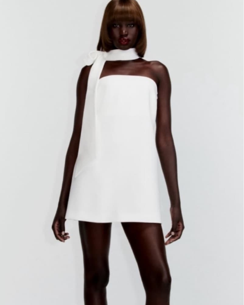 Zara White Choker Mini Dress - Image 1