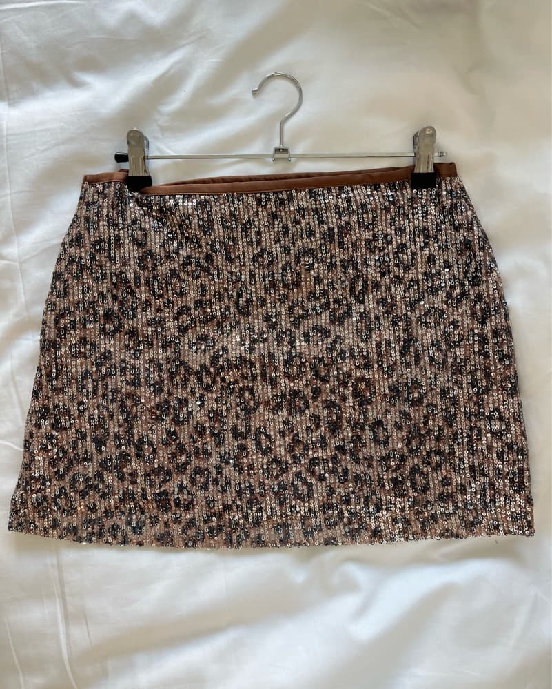 Zara Sequin Cheetah Mini Skirt  - Image 1