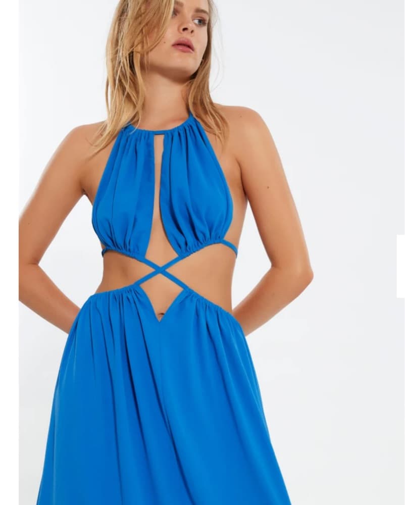 Blue Halter Strap Dress - Image 1