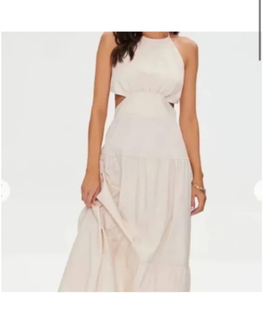 Tan Halter Cutout Maxi Dress - Image 2
