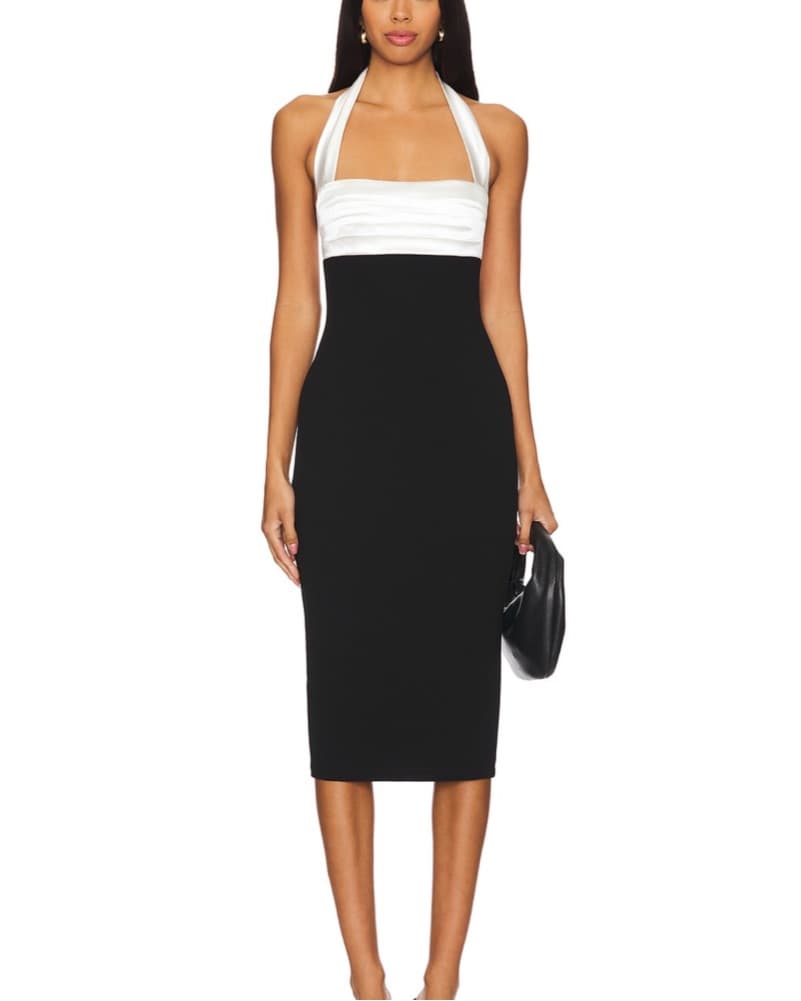 Elegant Black + White Midi Dress - Image 1