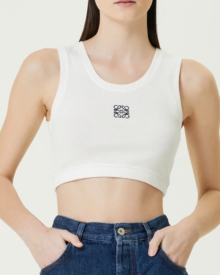 Loewe Anagram Crop White Tank Top - Image 3