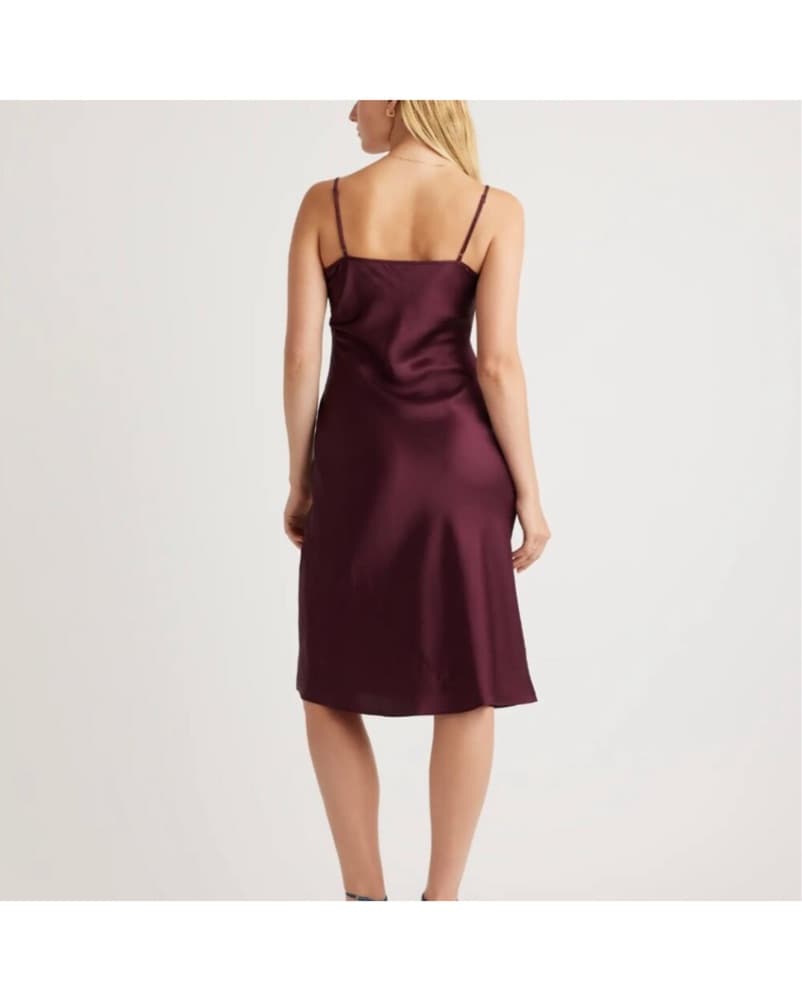 Quince Silk Midi Dress Burgundy XS - Image 4
