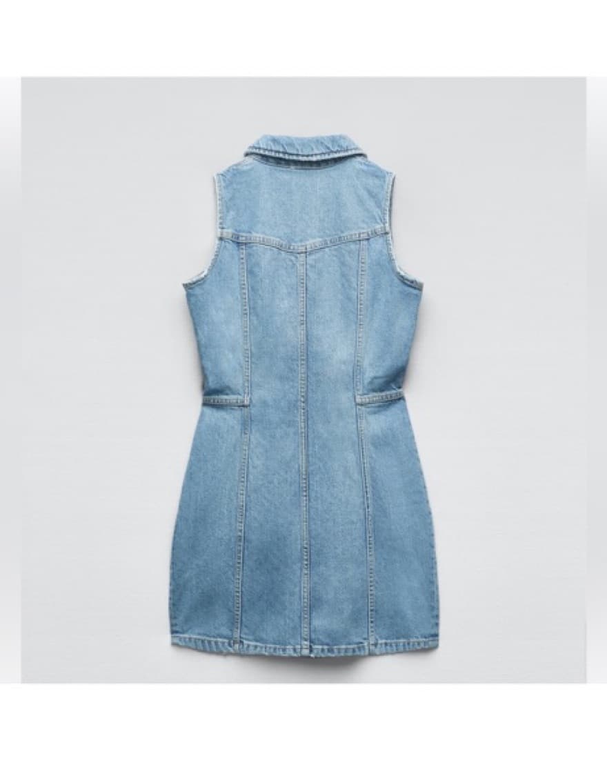 Denim Sleeveless mini Dress  - Image 6